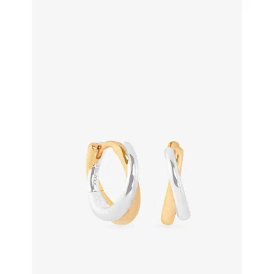 Astrid & Miyu 18ct Gold & Rhodium Illusion Twist 18ct Yellow Gold And Rhodium-plated Sterling-silver Huggies