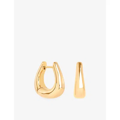 Astrid & Miyu Horseshoe Medium 18ct Yellow Gold-plated Brass Hoop Earrings In Gray
