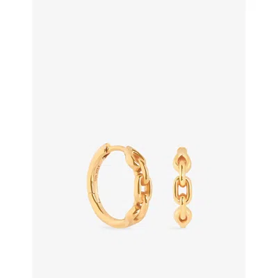 Astrid & Miyu Link Hardware 18ct Yellow Gold-plated Sterling-silver Hoop Earrings In Orange