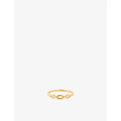 Astrid & Miyu Link Hardware 18ct Yellow Gold-plated Sterling-silver Ring In Green