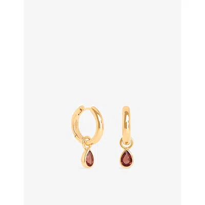 Astrid & Miyu 18ct Gold Sunset Pear Charm 18ct  Gold-plated Sterling-silver And Cubic Zirconia Hoop Earrings