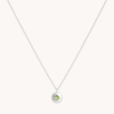 Astrid & Miyu August Peridot Birthstone Necklace In Solid White Gold