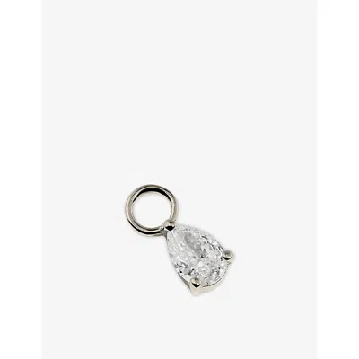 Astrid & Miyu Birthstone April 14ct White-gold And Lab-grown Diamond Earring Charm Rhodiumplatedsilver