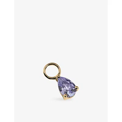 Astrid & Miyu Birthstone December 14ct Yellow-gold And Tanzanite Earring Charm 18ctgoldplatedsilver