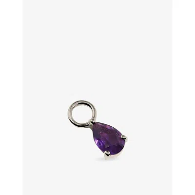 Astrid & Miyu Birthstone February 14ct White-gold And Amethyst Earring Charm Rhodiumplatedsilver