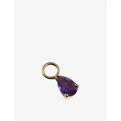 Astrid & Miyu Birthstone February 14ct Yellow-gold And Amethyst Earring Charm 18ctgoldplatedsilver