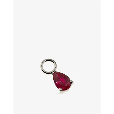 Astrid & Miyu Birthstone July 14ct White-gold And Lab-grown Ruby Earring Charm Rhodiumplatedsilver