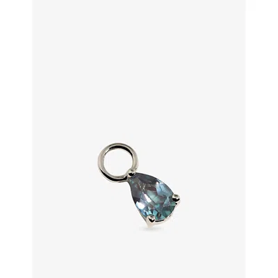 Astrid & Miyu Birthstone June 14ct Whit-gold And Lab-grown Alexandrite Earring Charm Rhodiumplatedsilver