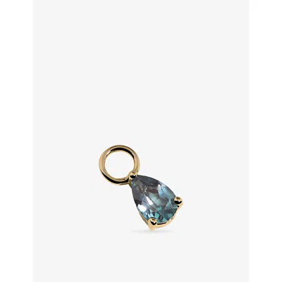 Astrid & Miyu Birthstone June 14ct Yellow-gold And Lab-grown Alexandrite Earring Charm 18ctgoldplatedsilver
