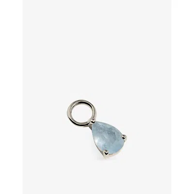 Astrid & Miyu Birthstone March 14ct White-gold And Aquamarine Earring Charm Rhodiumplatedsilver