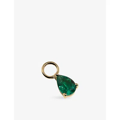 Astrid & Miyu Birthstone May 14ct Yellow-gold And Lab-grown Emerald Earring Charm In 18ctgoldplatedsilver