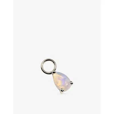 Astrid & Miyu Birthstone October 14ct White-gold And Opal Earring Charm Rhodiumplatedsilver