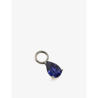 Astrid & Miyu Birthstone September 14ct White-gold And Lab-grown Sapphire Earring Charm Rhodiumplatedsilver