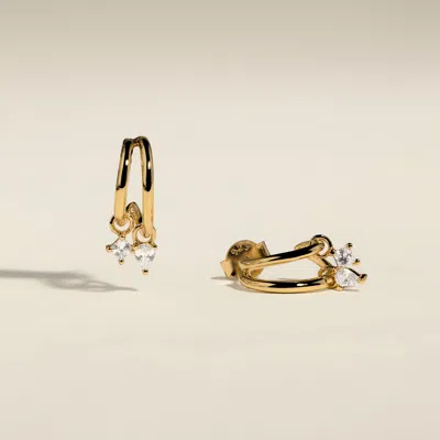 Astrid & Miyu Celestial Crystal Huggies In Gold