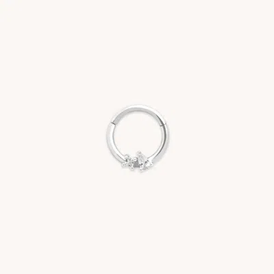 Astrid & Miyu Cluster Topaz Daith Hoop In Solid White Gold