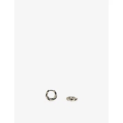 Astrid & Miyu Cosmic Rhodium Plated Brass Twist Huggies In Rhodiumplatedsilver