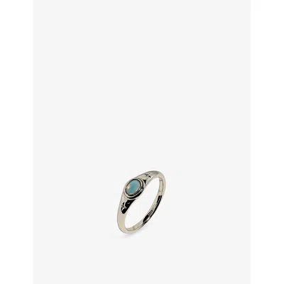Astrid & Miyu Cosmic Rhodium-plated Sterling-silver And Opal Cocktail Ring Rhodiumrec Ss 925