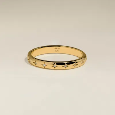 Astrid & Miyu Cosmic Star Band Ring In Gold