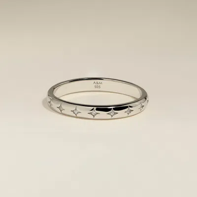 Astrid & Miyu Cosmic Star Band Ring In Silver