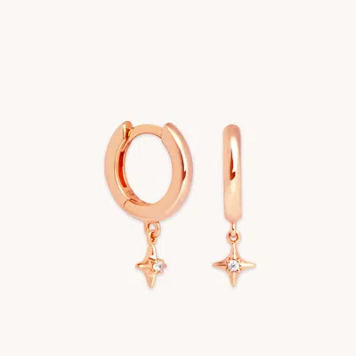 Astrid & Miyu Cosmic Star Charm Huggies In Rose Gold