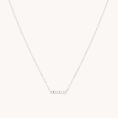 Astrid & Miyu Cosmic Star Topaz Bar Necklace In Solid White Gold