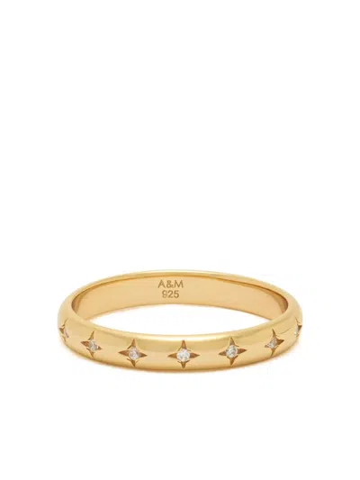 Astrid & Miyu Cosmic Star Zirconia Band Ring In Gold
