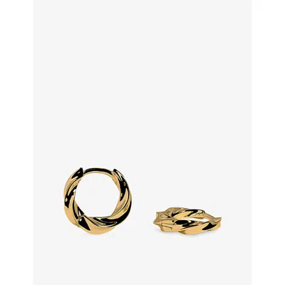 Astrid & Miyu Cosmic Twist 14ct Yellow-gold Plated Brass Huggies In Rhodiumplatedsilver