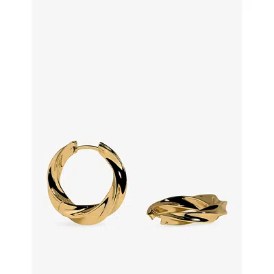Astrid & Miyu Cosmic Twist Large 14ct Yellow-gold Plated Brass Hoops In Rhodiumplatedsilver
