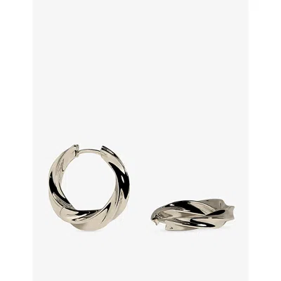 Astrid & Miyu Cosmic Twist Large Rhodium Plated Brass Hoops In Rhodiumplatedsilver