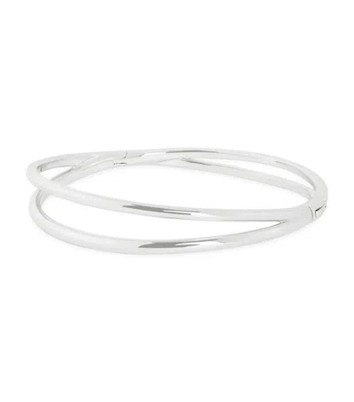 Astrid & Miyu Crossover Illusion Twist Bangle In Silver
