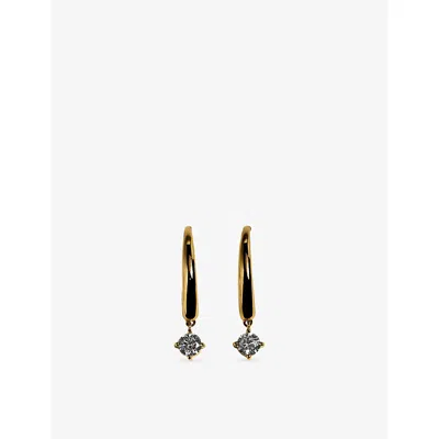 Astrid & Miyu Crystal Charm 18ct Gold Plated Sterling-silver Hook Hoop Earrings 18ct Gold Ss 925