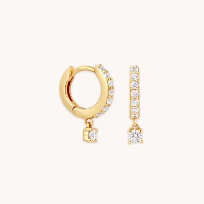 Astrid & Miyu Crystal Charm Huggies In Gold