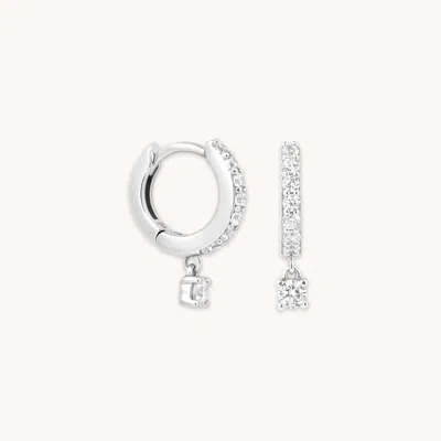 Astrid & Miyu Crystal Charm Huggies In Silver