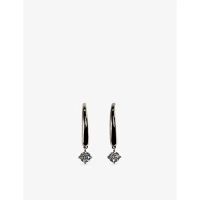 Astrid & Miyu Crystal Charm Sterling-silver Hook Hoop Earrings Rhodium Ss 925
