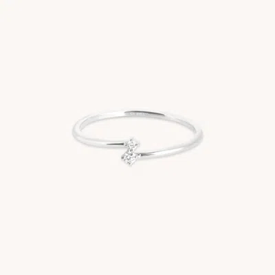 Astrid & Miyu Diamond Duo Open Ring In Solid White Gold