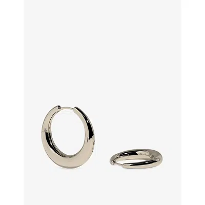 Astrid & Miyu Dome Xl Rhodium Plated Sterling-silver Hoop Earrings In Rhodiumplatedsilver