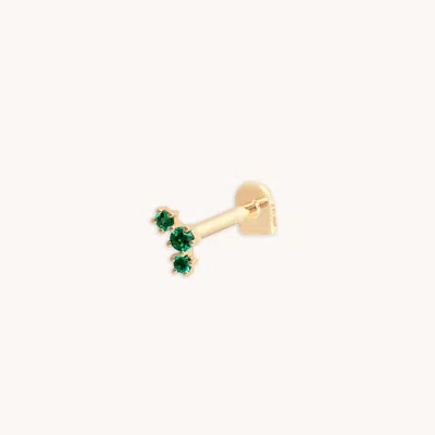 Astrid & Miyu Emerald Curved Piercing Stud In Solid Gold