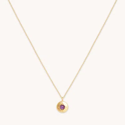 Astrid & Miyu February Amethyst Birthstone Necklace In Solid Gold