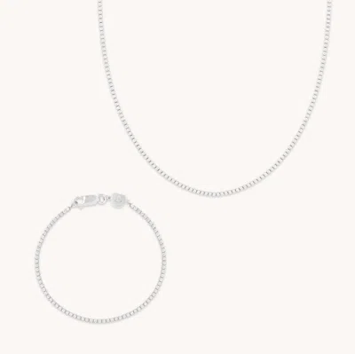 Astrid & Miyu Gleam Tennis Chain Gift Set In Silver