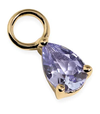Astrid & Miyu Gold And Tanzanite Birthstone Earring Charm