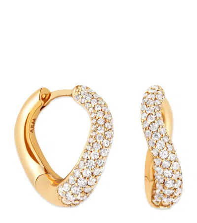 Astrid & Miyu Gold-plated Silver And Crystal Wave Hoop Earrings