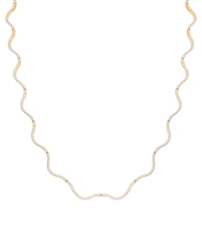 Astrid & Miyu Gold-plated And Cubic Zirconia Ripple Tennis Necklace In Red