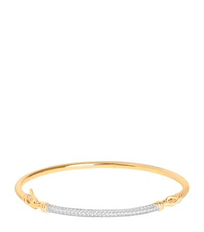 Astrid & Miyu Gold-plated Pavé Knot Bangle In Purple