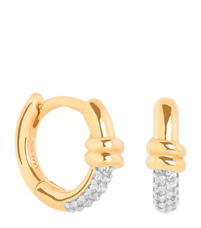 Astrid & Miyu Gold-plated Pavé Knot Huggies Earrings