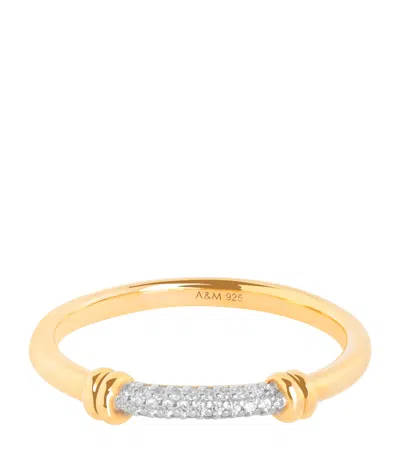 Astrid & Miyu Gold-plated Pavé Knot Ring