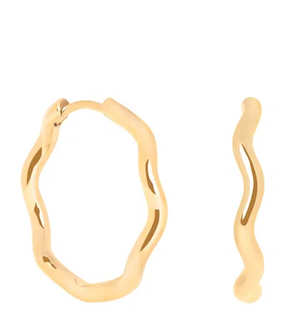 Astrid & Miyu Gold-plated Sterling Silver Ripple Hoop Earrings In Pink