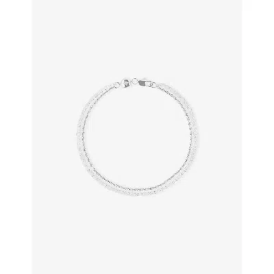 Astrid & Miyu Illusion Double Chain Rhodium-plated Brass Bracelet In Silver