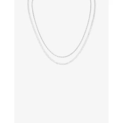 Astrid & Miyu Illusion Double Chain Rhodium-plated Brass Necklac In Silver