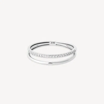 Astrid & Miyu Illusion Topaz Band Ring In Solid White Gold