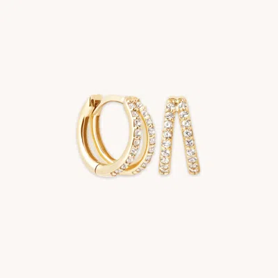 Astrid & Miyu Illusion Topaz Huggies In Solid Gold